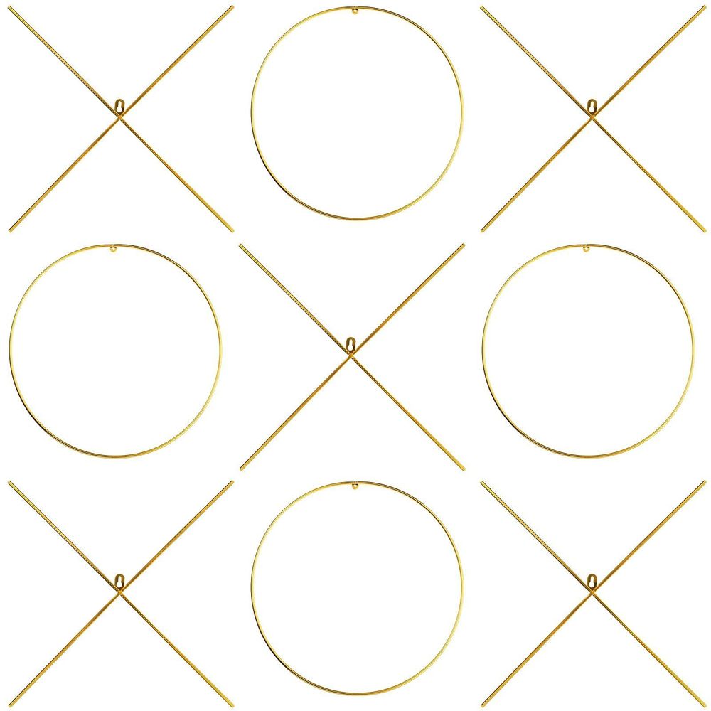 9 Pcs X And O Shaped Hanging Wall Art Tic Tac Toe Decor Metal Wall Sign Gold😀